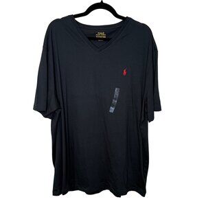 Polo Ralph Lauren NWT Mens Black V-Neck T-Shirt Size XXL Cotton Red Pony Logo